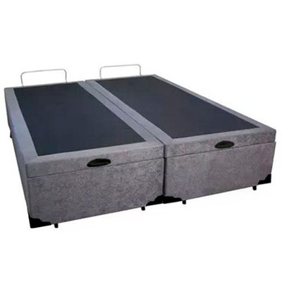 Cama Box Baú Casal Bipartido Suede Sereneprime Cinza 138x188x44
