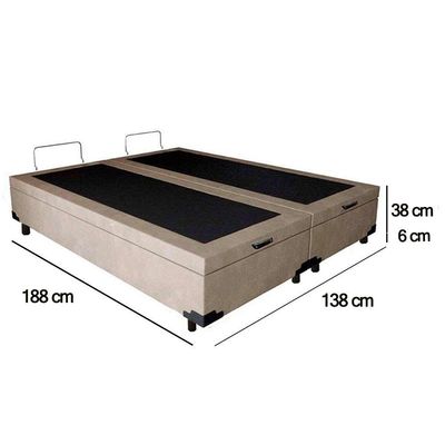 Cama Box Baú Casal Bipartido Suede Sereneprime Bege 138x188x44