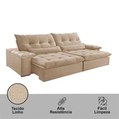 Sofá Nivus Linho 02 Módulos De 100m B25cm Meu Sofá Online A226 Linho Bege