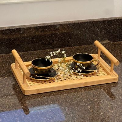 Xícara Para Café Com Pires Em Porcelana Dubai 90ml Wolff Preto E Dourado