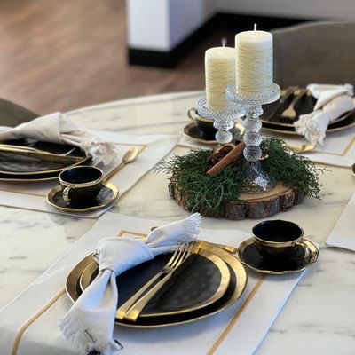 Xícara Para Café Com Pires Em Porcelana Dubai 90ml Wolff Preto E Dourado
