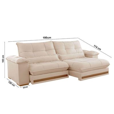 Sofá Dubai Linho 02 Módulos De 90 Cm B25 Cm Meu Sofá Online A294 Linho Creme