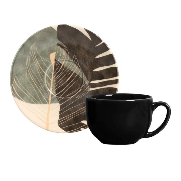 Xícara de Chá com Pires em Cerâmica Porto Brasil Coup Life 260ml