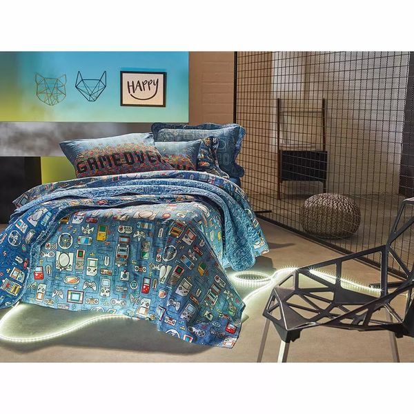 Kit de Colcha Solteiro Infantil Santista Boutis Poliéster e Algodão Play 2 Peças Kit de Colcha Solteiro Infantil Santista Boutis Poliéster e Algodão Play 2 Peças