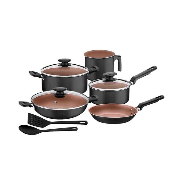 Jogo de Panelas em Alumínio Antiaderente Tramontina Loreto Cinza com 7 Peças Jogo de Panelas em Alumínio Antiaderente Tramontina Loreto Cinza com 7 Peças