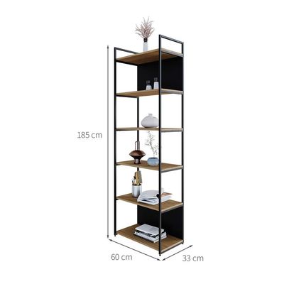 Estante com 4 Prateleiras e 2 Nichos Brooklyn Vermont e Preta 60 cm