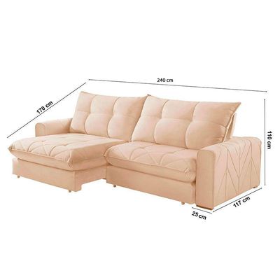 Sofá Firenze Linho 02 Módulos De 120cm B25cm Meu Sofá Online A294 Linho Creme