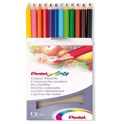 Lápis de cor COMUM 12 Cores - PENTEL Arts