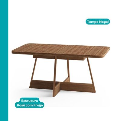 Conjunto Sala De Jantar Paris 6 Cadeiras Carraro Areia/rose/nogal