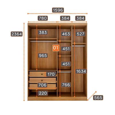 Closet Modulado Safira 001 Clic Moveis Cumaru