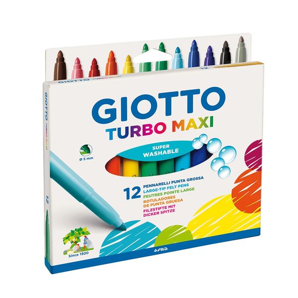 Hidrocor Giotto Turbomax Jumbo com 12 Colors