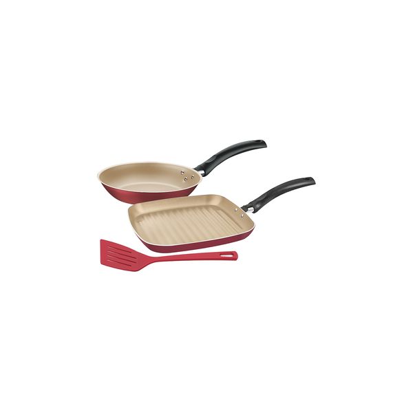 Conjunto de Bistequeira Antiaderente Tramontina Turim Vermelha 3 Peças Conjunto de Bistequeira Antiaderente Tramontina Turim Vermelha 3 Peças
