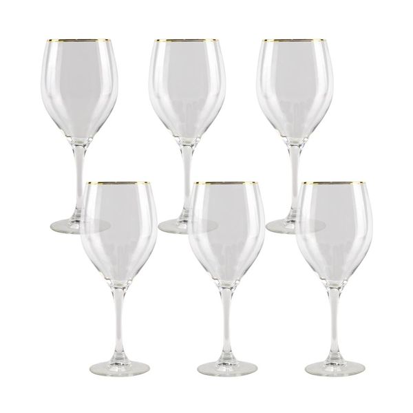 Jogo Taças para Vinho Elytium Gold Borda Ouro 580ml 6 Peças Jogo Taças para Vinho Elytium Gold Borda Ouro 580ml 6 Peças