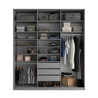 Guarda-Roupa Closet Sion 100% MDF 3 GV Cinza 209 cm
