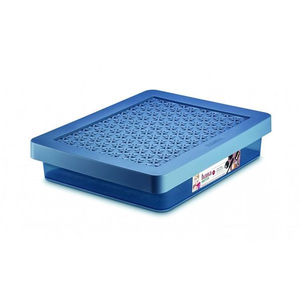 Caixa Organizadora Ordene de Plástico Azul com Tampa 7,8L
