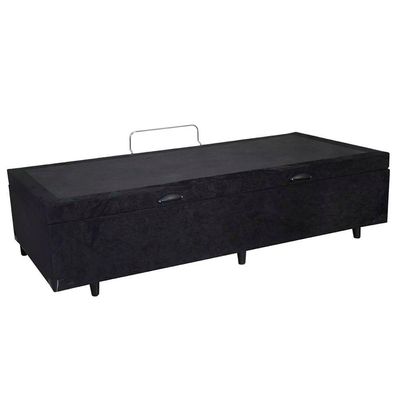 Cama Box Baú Solteiro Suede Sereneprime Preto 88x188x44