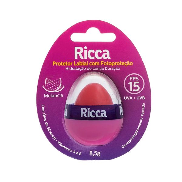Protetor Labial Ricca com Fotoproteção Fps 15 Melancia