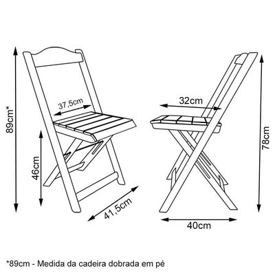 Jogo De Mesa 2 Cadeiras 70x70 Dobravel Para Area De Lazer - Imbuia