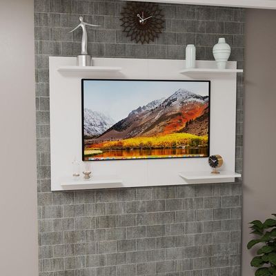 Painel Para TV Até 50 Pol Home Amanda Em MDF Laqueado Moderno Branco