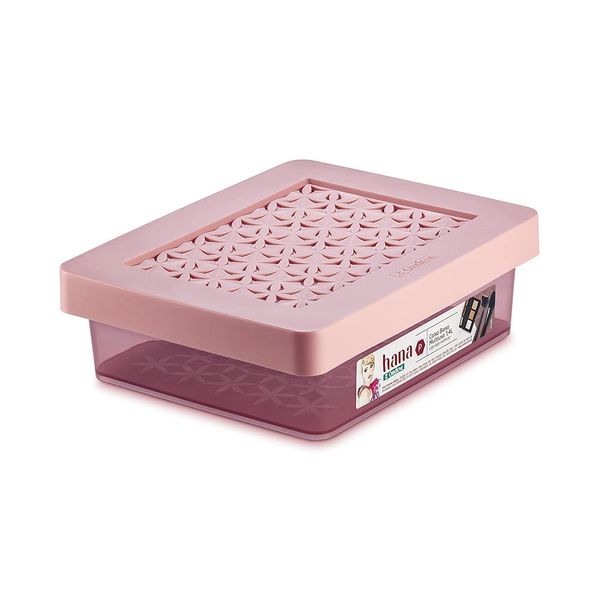 Caixa Organizadora Ordene de Plástico Rosa com Tampa 1,4L
