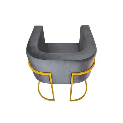 Kit 4 Poltronas Decorativa Sala De Estar Base De Ferro Dourada Veludo Cinza