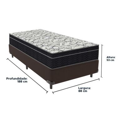 Cama Box Marrom E Colchão Airtech 150 Espuma D45 Solteiro Ortobom