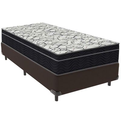 Cama Box Marrom E Colchão Airtech 150 Espuma D45 Solteiro Ortobom