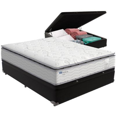 Cama Box Baú Preto E Colchão Amsterdã Molas Ensacadas Casal Probel
