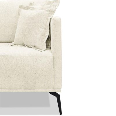 Poltrona Decorativa Livorno Linho Com Pés Em Aço SSX Multicoisas Natural