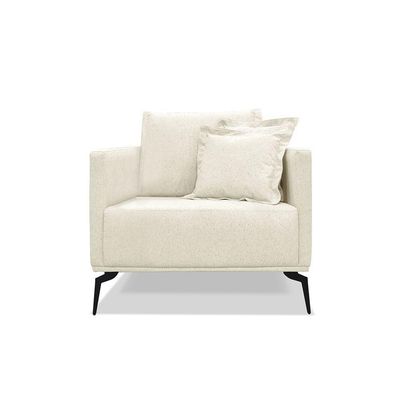 Poltrona Decorativa Livorno Linho Com Pés Em Aço SSX Multicoisas Natural