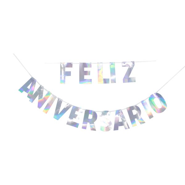 Faixa Feliz Aniversário Holográfica 3m Faixa Feliz Aniversário Holográfica 3m