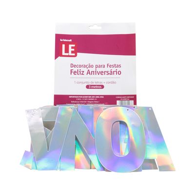 Faixa Feliz Aniversário Holográfica 3m