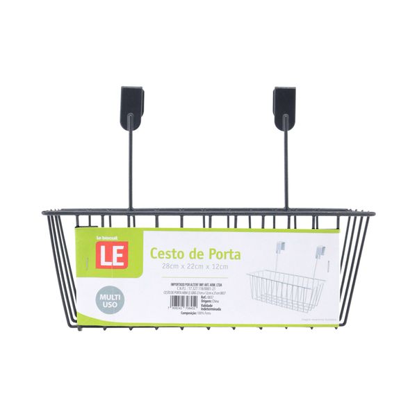 Cesto para Porta Le Grid em Ferro Preto 27x12cm Cesto para Porta Le Grid em Ferro Preto 27x12cm