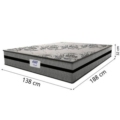 Cama Box Baú Casal Colchão Gazin Com Molas Ensacadas Rubi 138x188x73cm Suede Cinza/Preto
