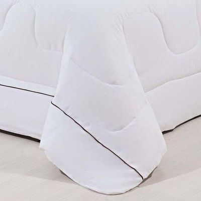 Kit Edredom 100% Algodão Percal 150 Fios Dupla Face King + Jogo De Cama Gran Moratta 7 Peças - Branco/ Palha