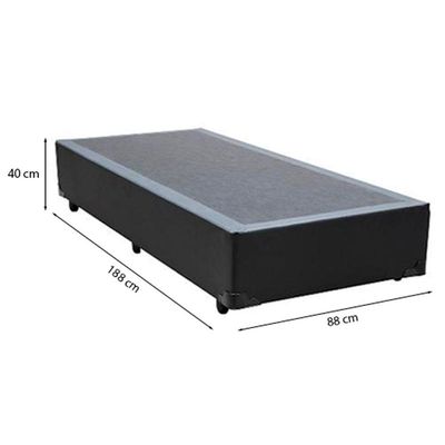 Cama Box Solteiro 88 Tecido Preto Com Colchão Paris Bello Box Molas Preto 56x88x188