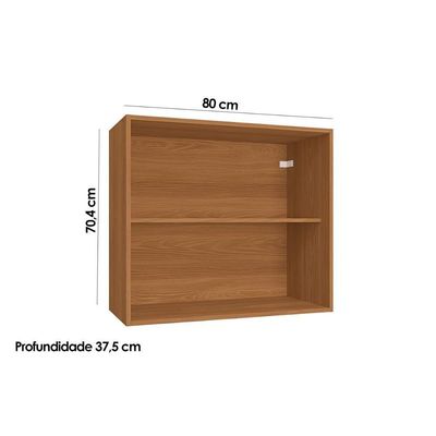 Armário Aéreo Cozinha Modulado Ciela R644 c/ 2 Portas 80cm Canela/Azul - Kappesberg