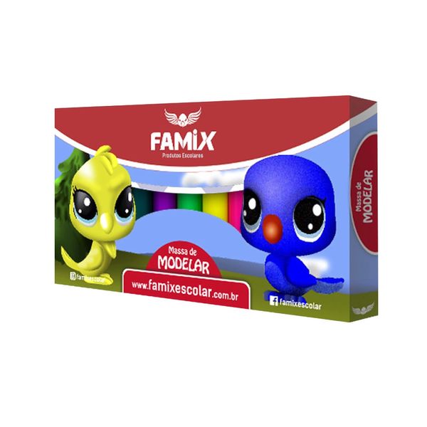 Massa Modelar Famix Soft com 12 Cores 180g