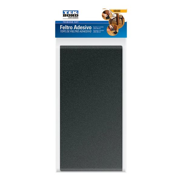 Feltro Protetor Adesivo Tekbond Retangular Preto 200x100cm 1 unidade