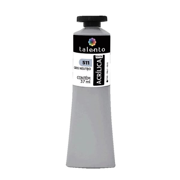 Tinta Acrílica para Tela Talento 37ml 511 Gris Neutro