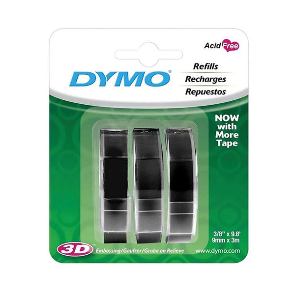 Fita Vinílica para Rotulador Manual Dymo 9mmx3m com 3 Unidades