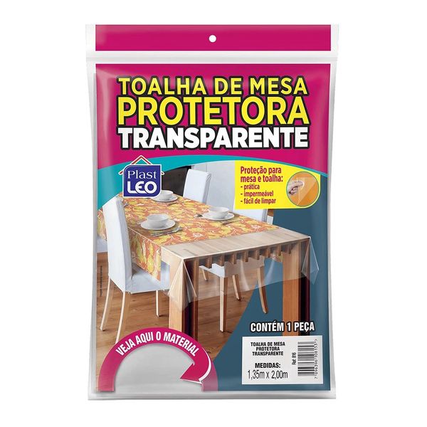 Toalha de Mesa Plast Leo Cristal Transparente 1,35x2,20m