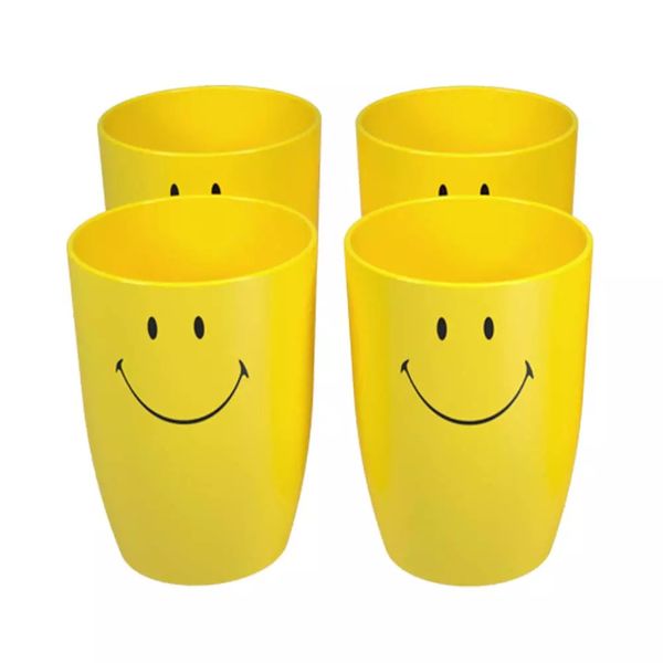 Conjunto de Copos Brinox Cozy em Plástico Amarelo com 4 Peças 400ml