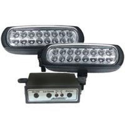 Farol Strobo Estrobo Safetycar Luz Milha Slim Super Branco Carcaça Preta Par