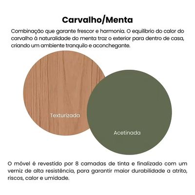 Painel Presence Artely com 1 Prateleira para Tvs de até 75 Polegadas Menta/Carvalho
