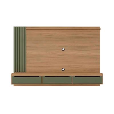 Painel Presence Artely com 1 Prateleira para Tvs de até 75 Polegadas Menta/Carvalho