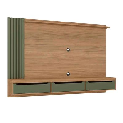 Painel Presence Artely com 1 Prateleira para Tvs de até 75 Polegadas Menta/Carvalho