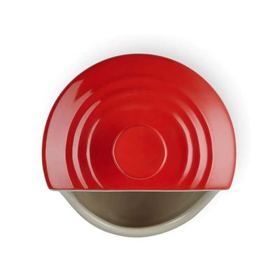 KIT LE CREUSET PILÃO COM MACERADOR 300ML POTE DE ALHO PORTA SAL 300ML EM CERÂMICA VERMELHO