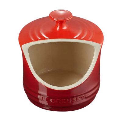 KIT LE CREUSET PILÃO COM MACERADOR 300ML POTE DE ALHO PORTA SAL 300ML EM CERÂMICA VERMELHO