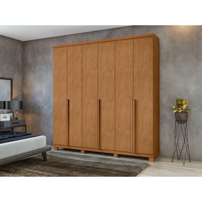 Guarda-roupas Casal Alonzo 6 Portas 4 Gavetas Sem Espelho 100% Mdf Com Pés - Lopas